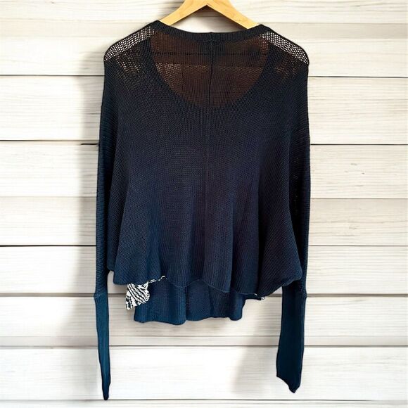 Wooden Ships Paola Buendia Women's Navy Geometric Knit Pullover Sweater S/M - Picture 2 of 6